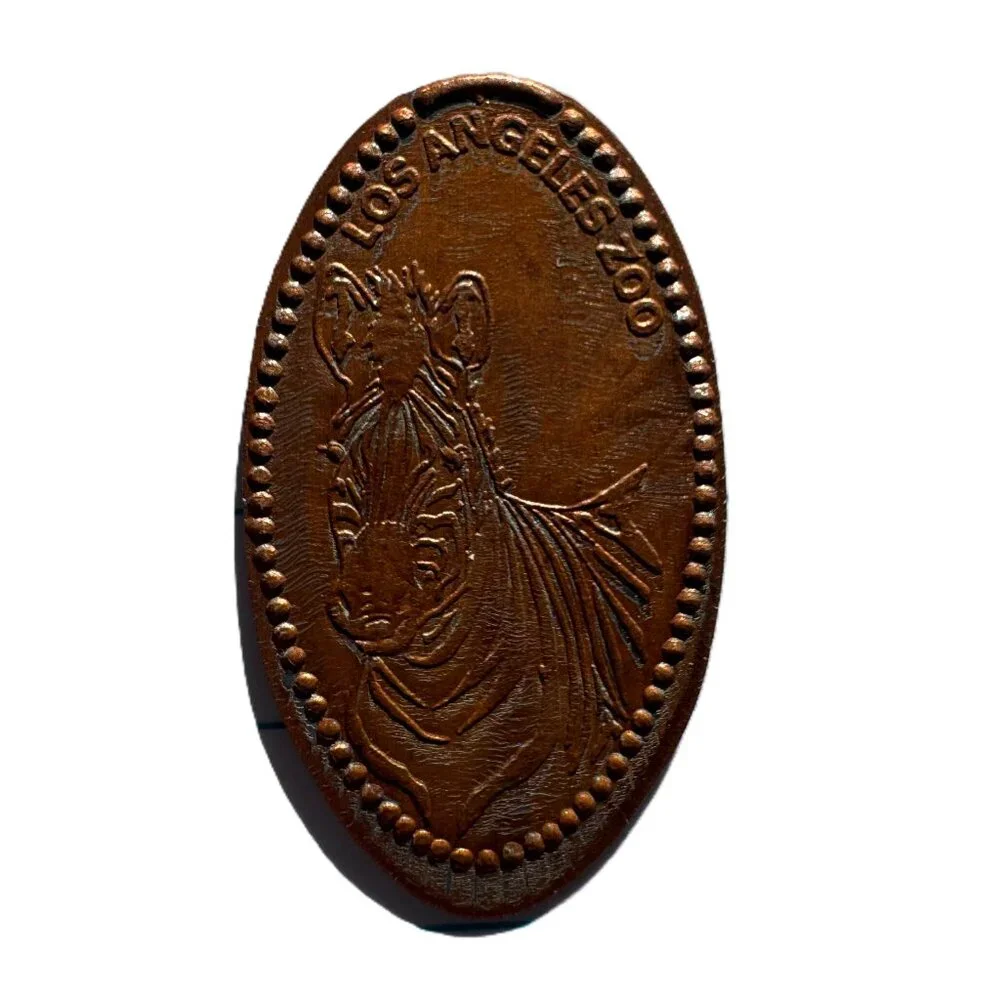Oregon Zoo Zebra & Turtle Elongated Pressed Penny Coin Portland Oregon Souvenier